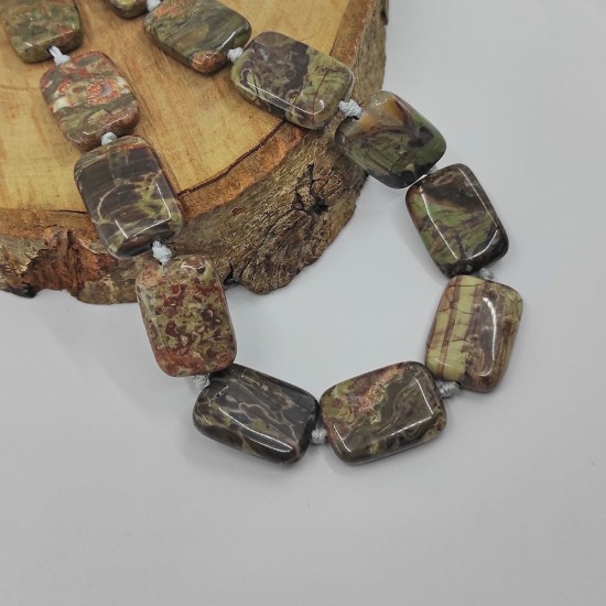 25X18 MM Dikdörtgen Kesim Delikli Jasper Taşı - KLCDEL0986