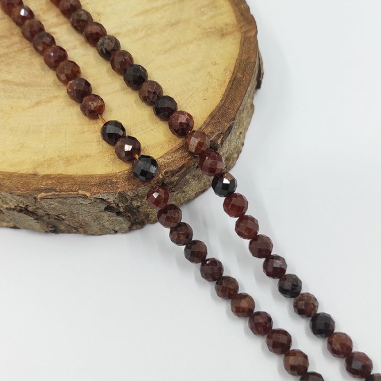 8 MM Faset Küre Kesim Lal Garnet Taşı Doğal Taş Dizi ( 20 CM ) - KLCDZ1589