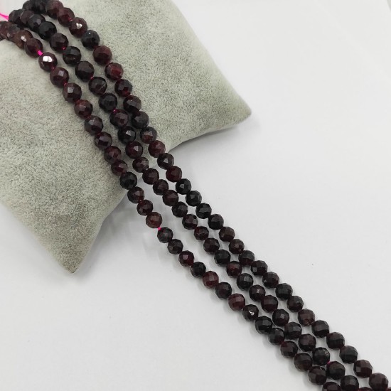 6 MM Küre Faset Kesim Lal Garnet Taşı Doğal Taş Dizi ( 20 CM ) - KLCDZ1692