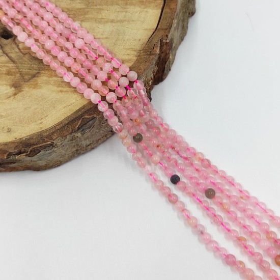 4 MM Küre Kesim Şeffaf Pembe Ceyt Taşı Dizi ( 20 CM ) - KLCDZ1631