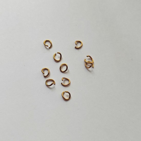 5 Adet 0.8X5 MM Bileklik Kolye Takı İçin Kararmaz SARI ÇELİK Halka - KLCTK0345